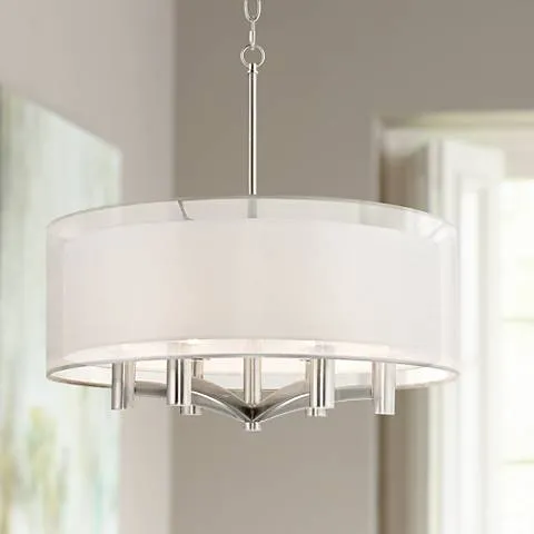 Possini Euro Caliari 22" Wide Brushed Nickel 6-Light Drum Pendant