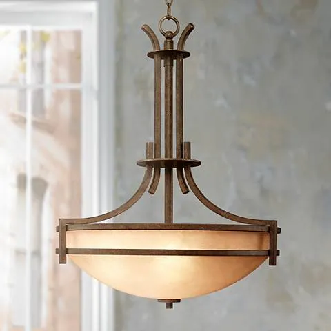 Franklin Iron Oak Valley 26 1/2" Scavo Glass Bowl Pendant Chandelier