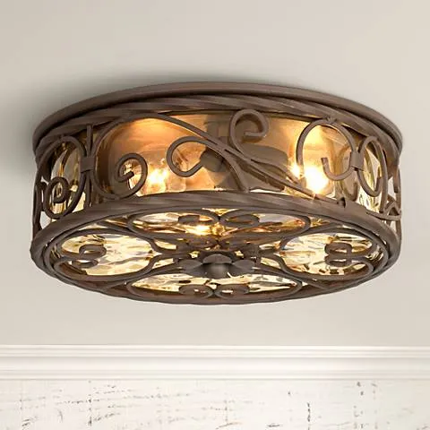 John Timberland Casa Seville 12" Walnut Indoor-Outdoor Ceiling Light