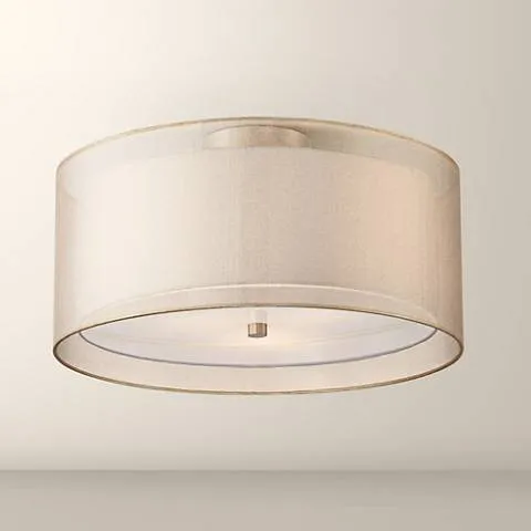 Possini Euro Double Drum 18" Wide Champagne Ceiling Light