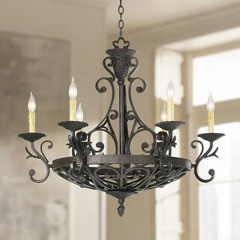 Kathy Ireland La Romantica 32 1/2" Wide Dark Bronze 6-Light Chandelier