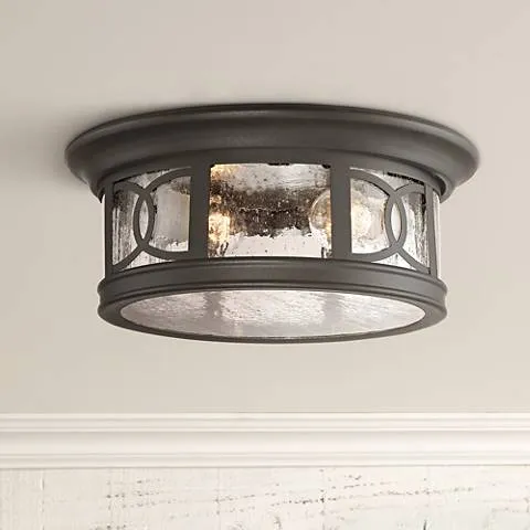 John Timberland Capistrano 12" Black 2-Light Outdoor Ceiling Light