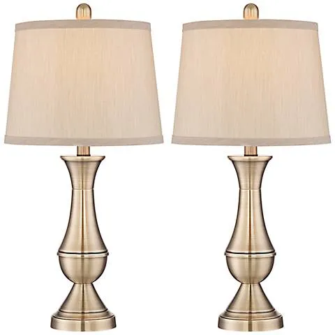 Regency Hill Becky 24 3/4" Antique Brass Metal Table Lamp Set of 2