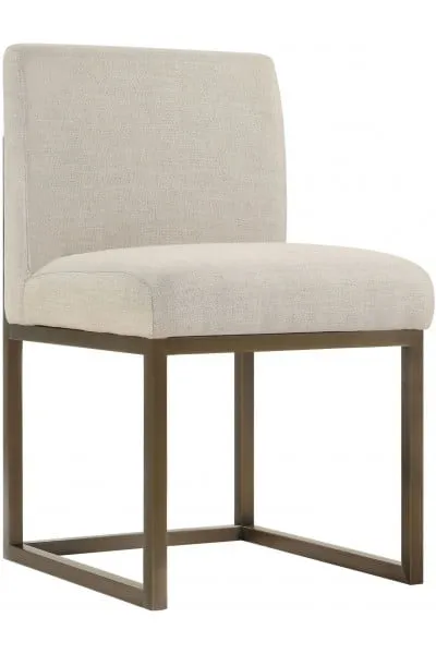 Haute Beige Linen Chair in Brass