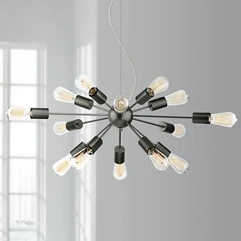 Possini Euro Hemingson 33" Wide Gun Metal 15-Light Sputnik Chandelier