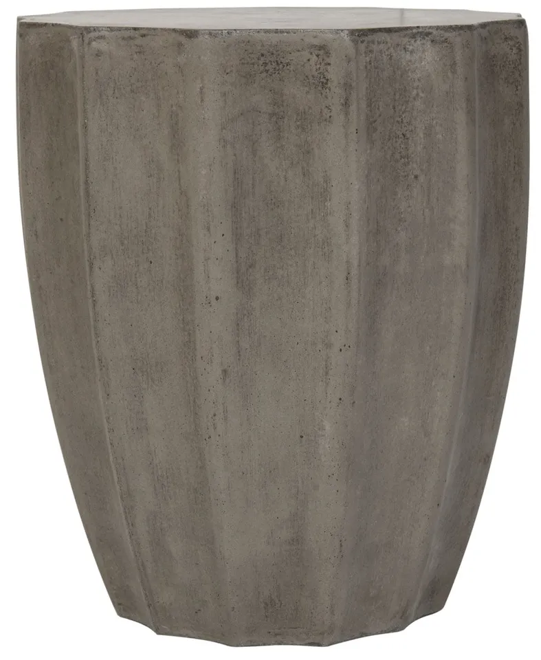 Jaslyn In/Outdoor Round Concrete 17.7" Accent Stool - Dark Grey