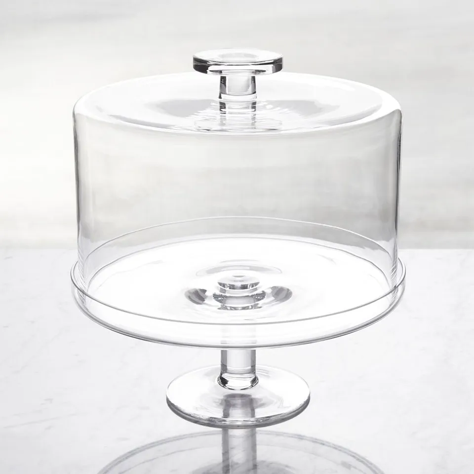 Footed Glass Pedestal Cake Stand with Dome