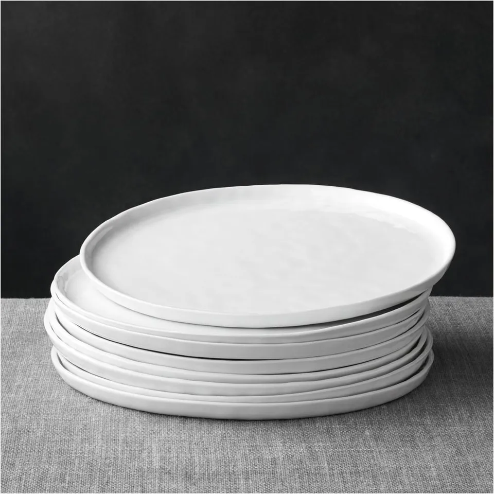 Mercer White Round Porcelain Dinner Plates, Set of 8
