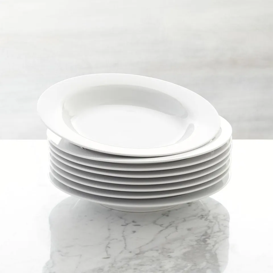 Aspen Rimmed Porcelain Low Bowls, Set of 8
