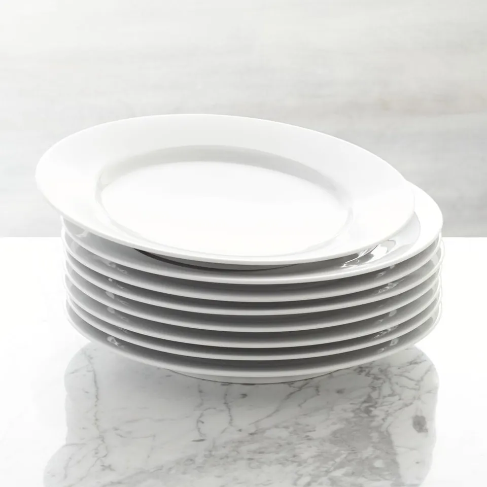 Aspen Rimmed Porcelain Dinner Plates, Set of 8