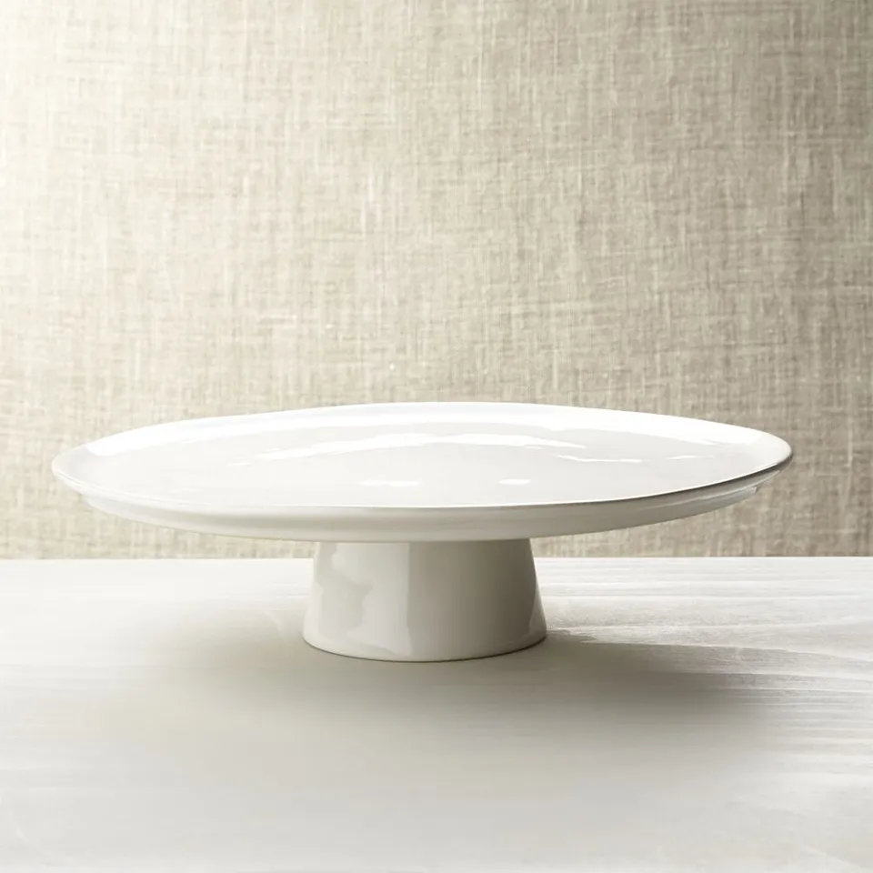 Marin White Large Stoneware Pedestal Cake Stand
