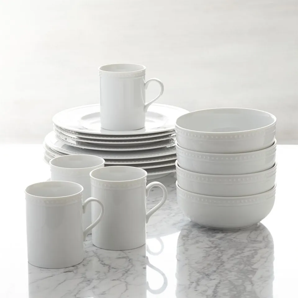 Staccato White Porcelain 16-Piece Dinnerware Set