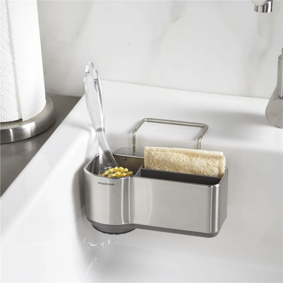 Simplehuman Sink Caddy, Kitchen Sponge Holder, Brushed Stainless Steel