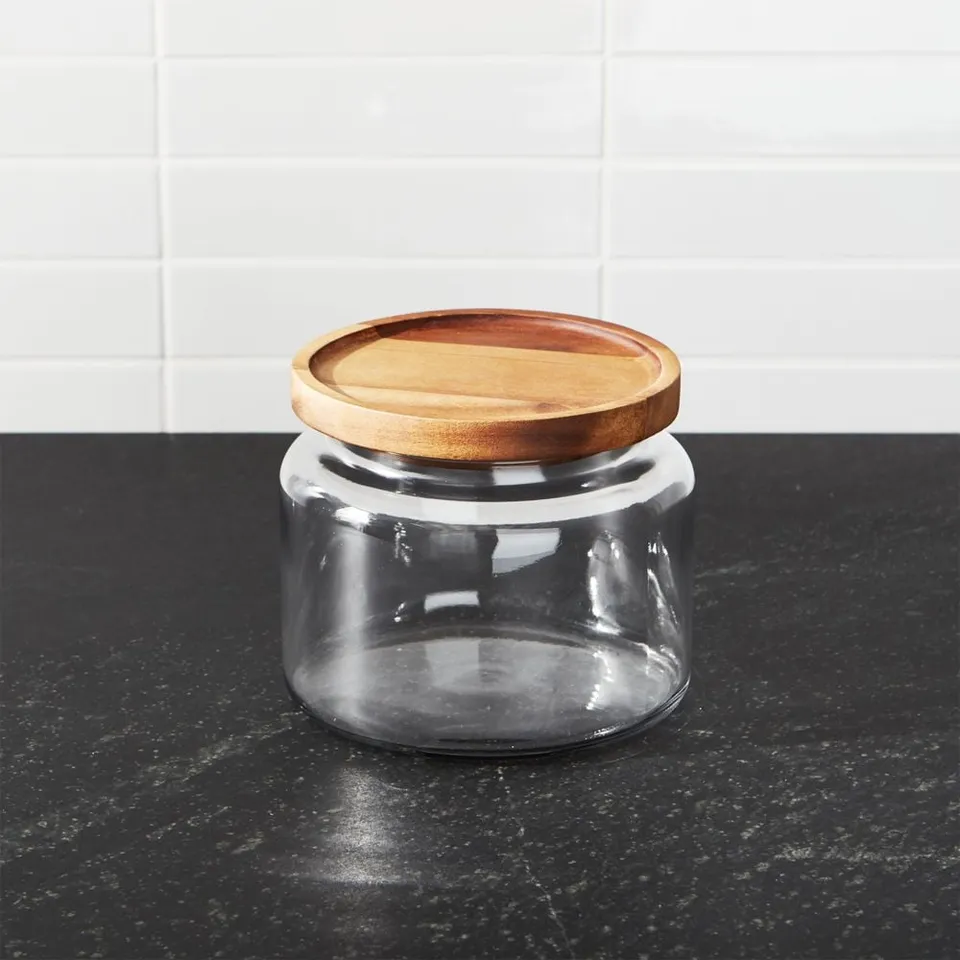 Montana 48-Oz. Small Glass Jar with Acacia Lid