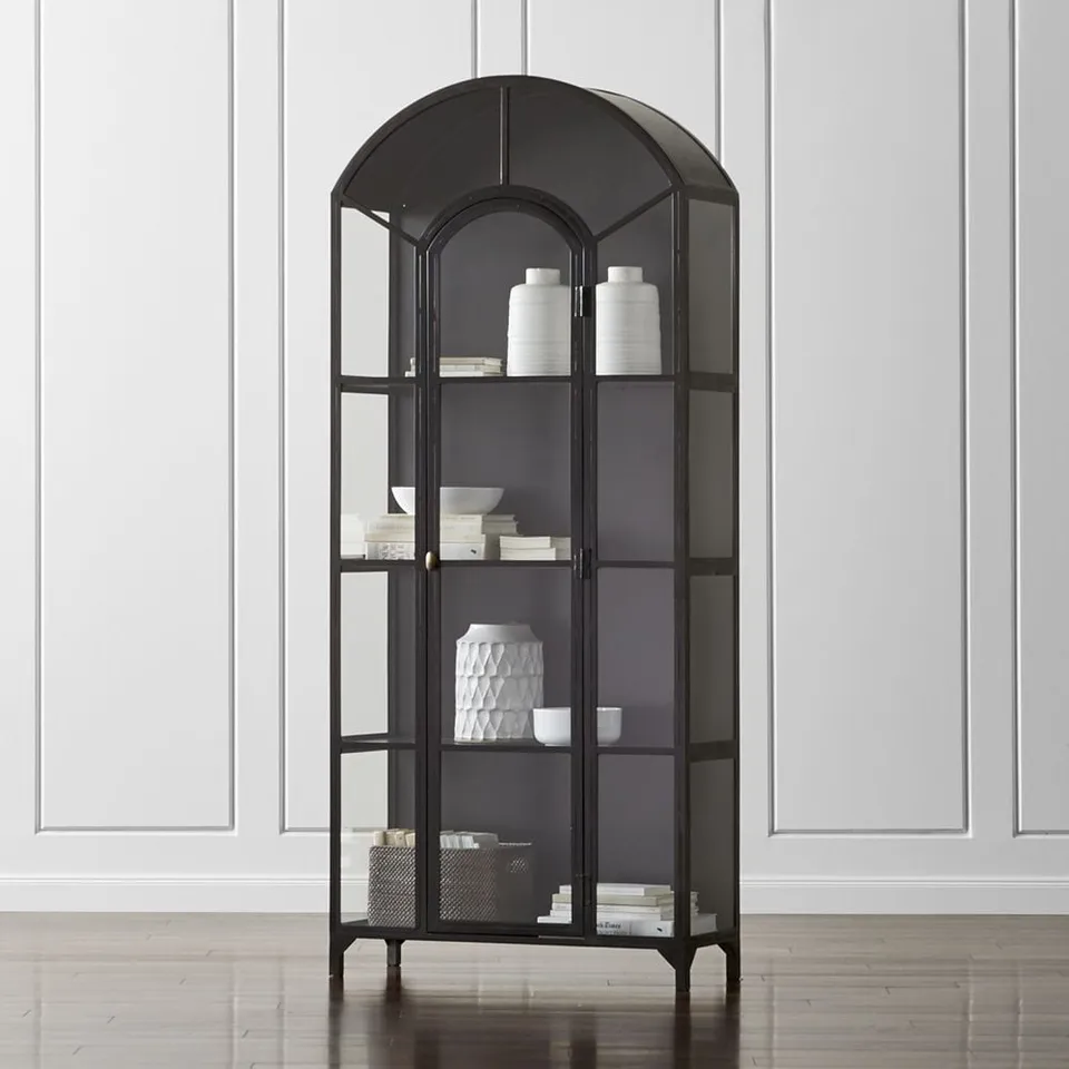 Ventana 40" Black Metal and Glass Storage Display Cabinet