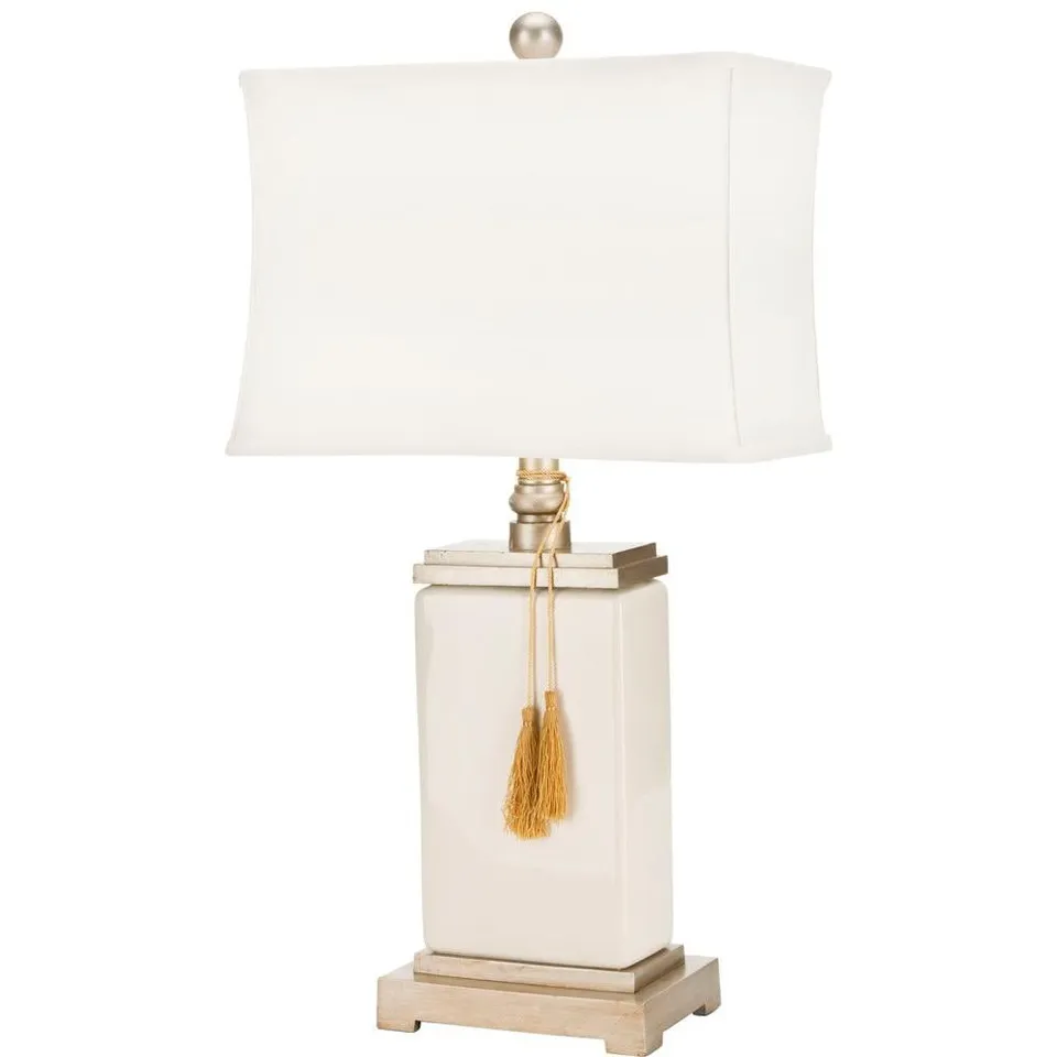 Amiliana Glazed 32-Inch High Tassel Table Lamp - Cream
