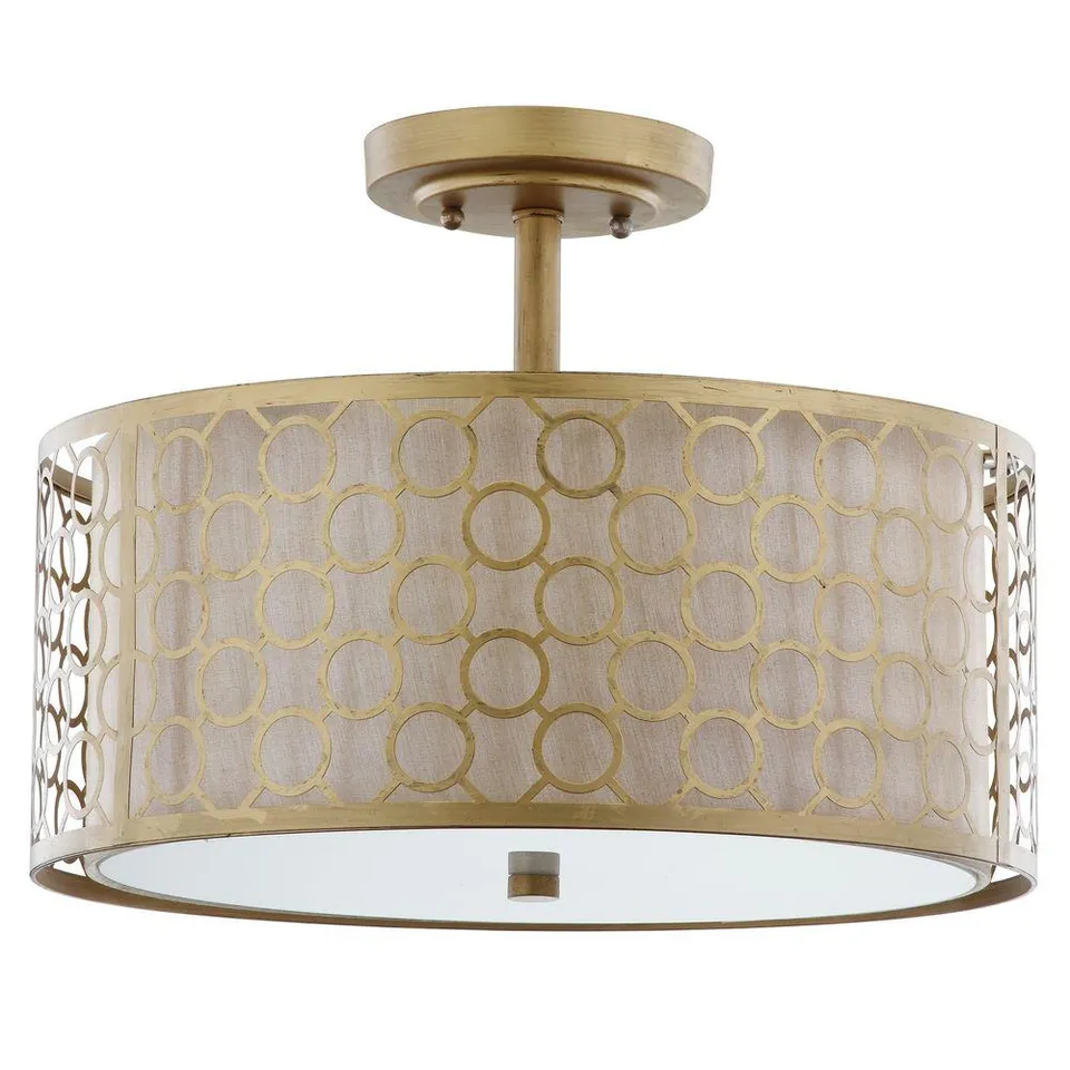 Giotta Circle Trellis 3 Light 16-Inch Diameter Semi Flush - Antique Gold