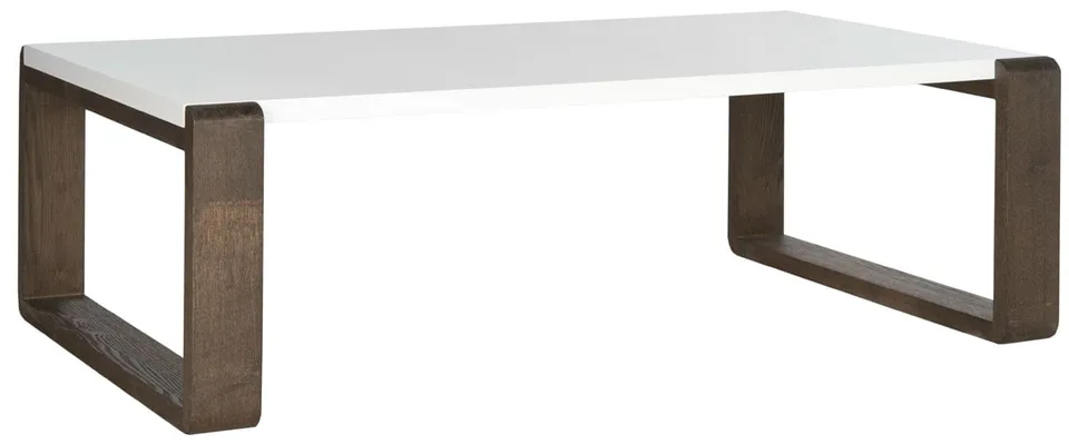 Bartholomew Mid Century Scandinavian Lacquer Coffee Table - White/Dark Brown