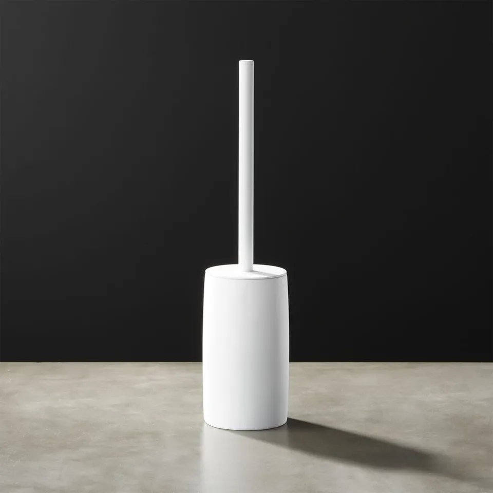 Rubber-Coated White Toilet Brush