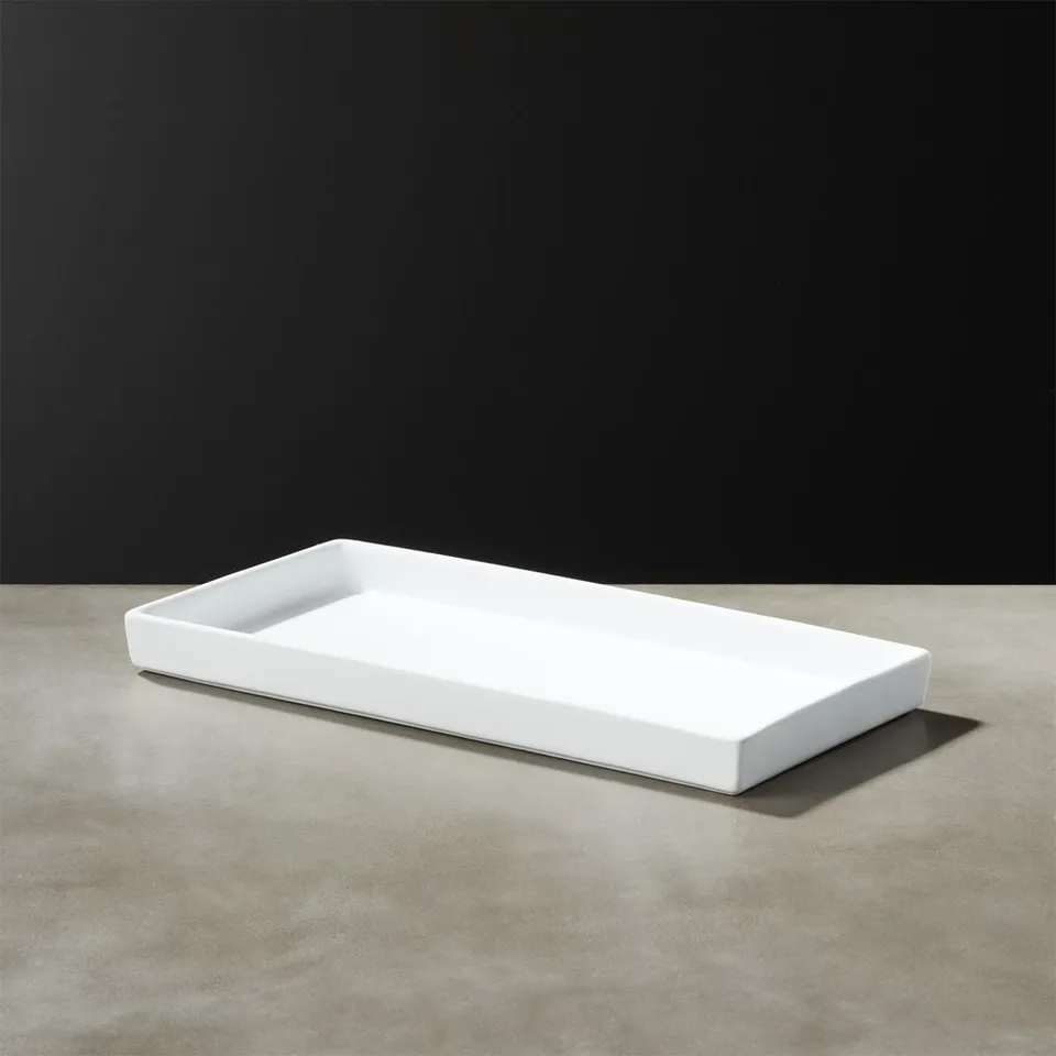 Rubber-Coated White Vanity Tray