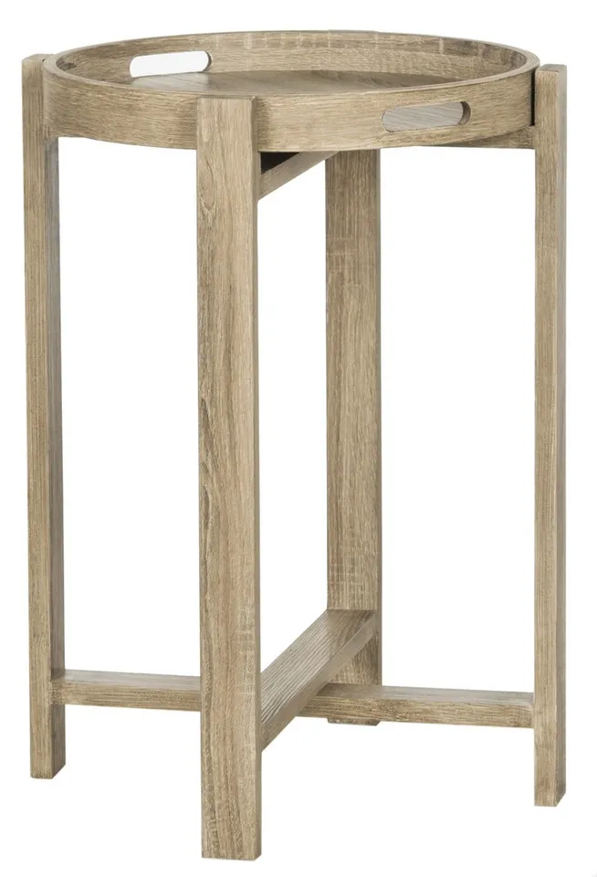 Hamish Retro Mid Century Tray Top Side Table - Light Oak