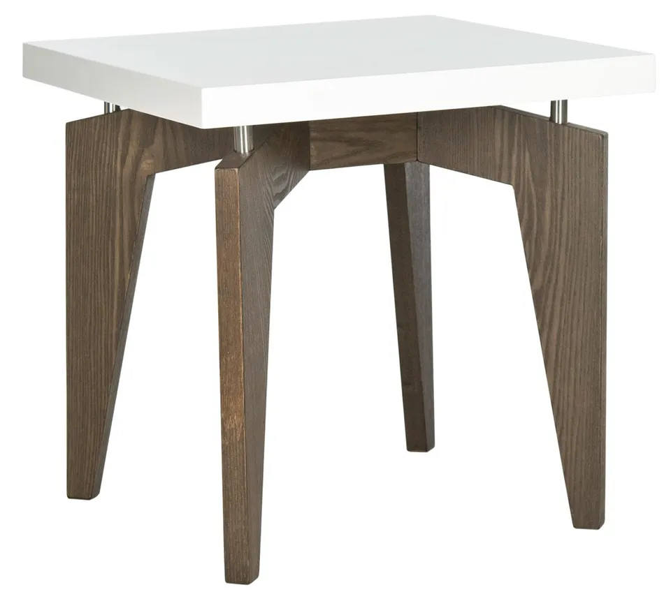 Josef Retro Lacquer Floating Top Lacquer End Table - White/Dark Brown