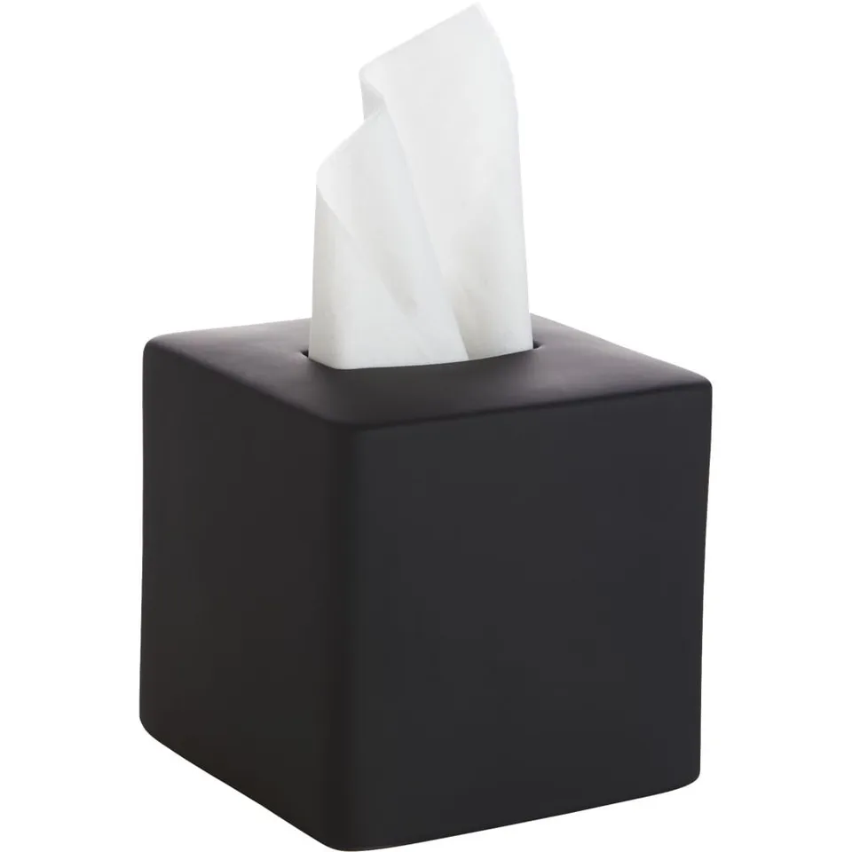 Rubber-Coated Black Tissue Box Cover