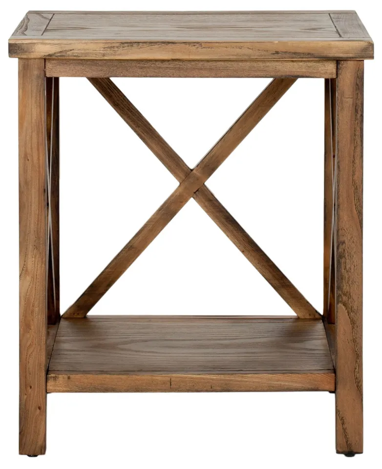 Candence Cross Back End Table - Oak