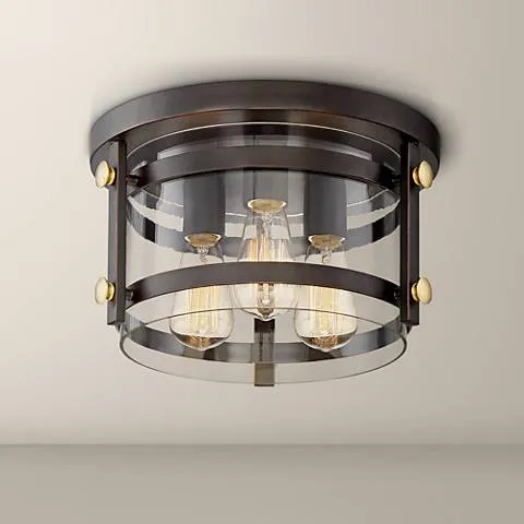 Franklin Iron Eagleton 13 1/2" Oil-Rubbed Bronze LED Ceiling Light