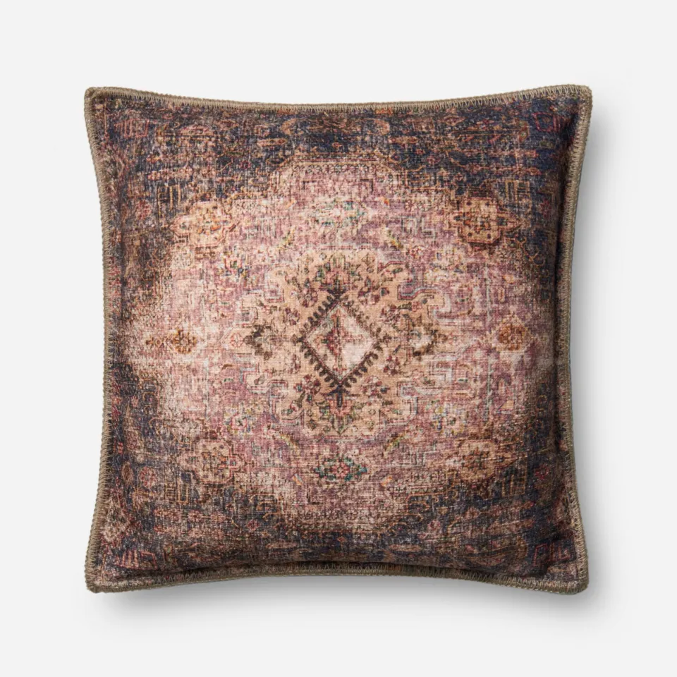 PILLOWS - BEIGE / MULTI - 22" X 22" Cover w/Down