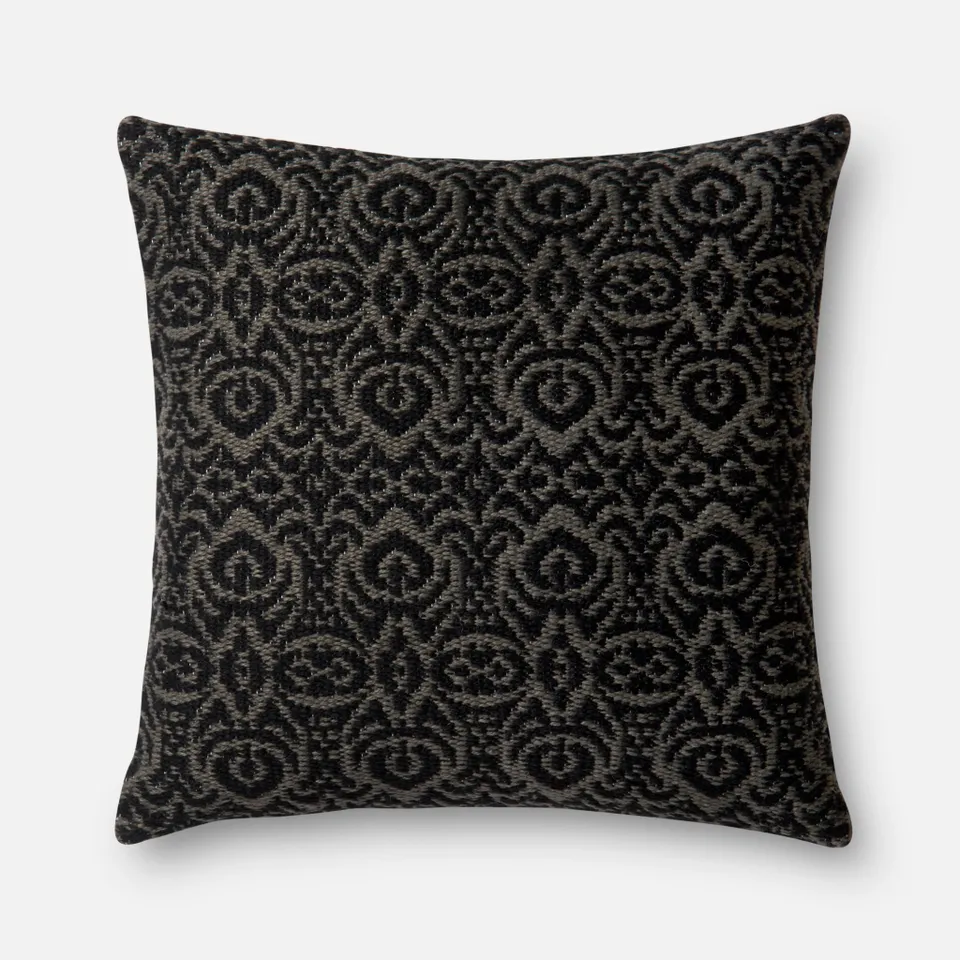 PILLOWS - BLACK / GREY - 22" X 22" Cover w/Down