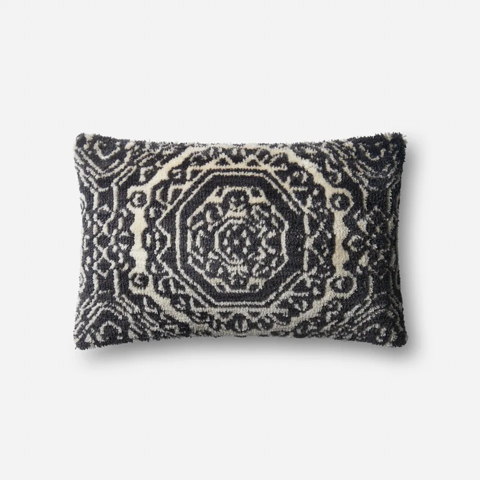 PILLOWS - BLACK / WHITE - 13" X 21" Cover w/Down