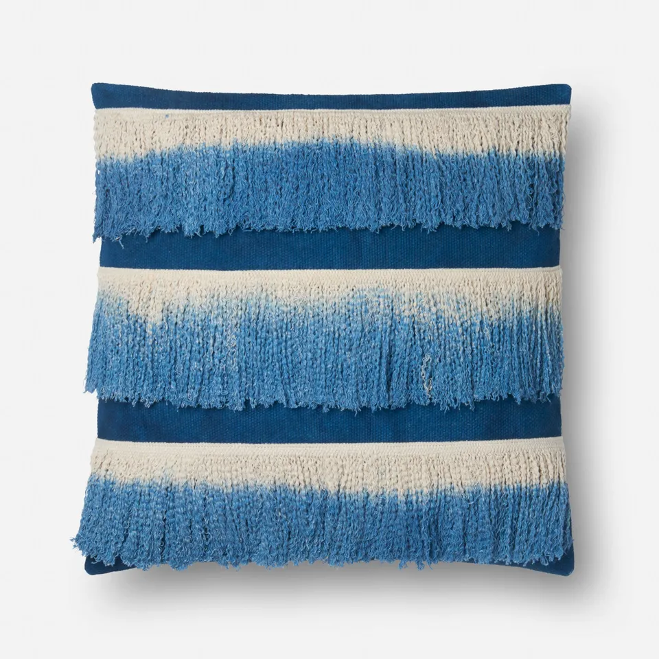 PILLOWS - BLUE / IVORY - 22" X 22" Cover w/Down
