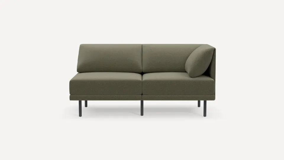 Range 2-Piece One Arm Sofa - Moss Green - Performance Flatweave / Black - Metal