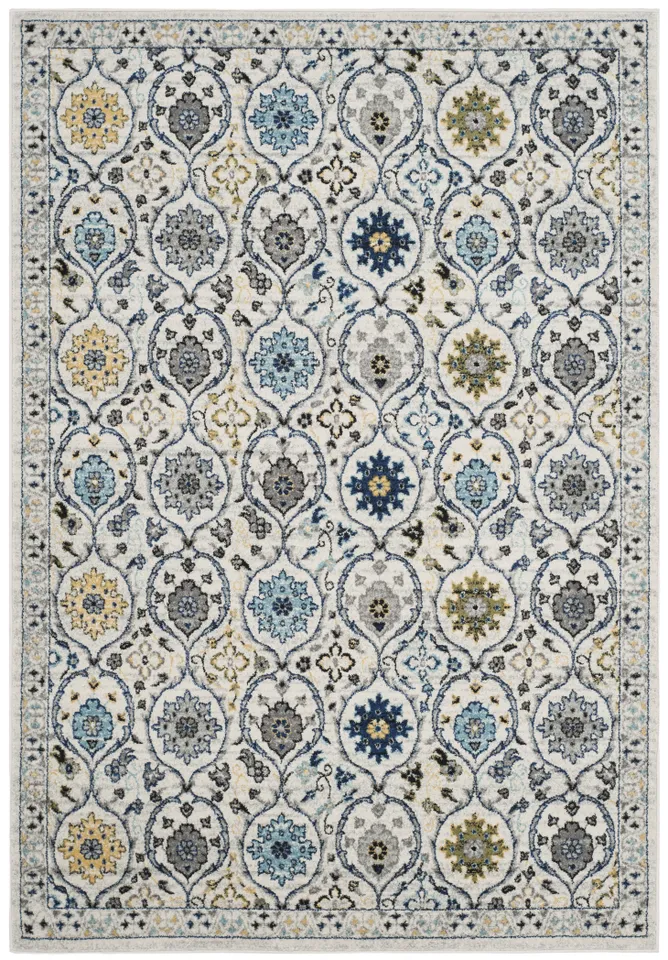 Arlo Home Woven Area Rug, EVK210C, Ivory/Blue,  5' 1" X 7' 6"