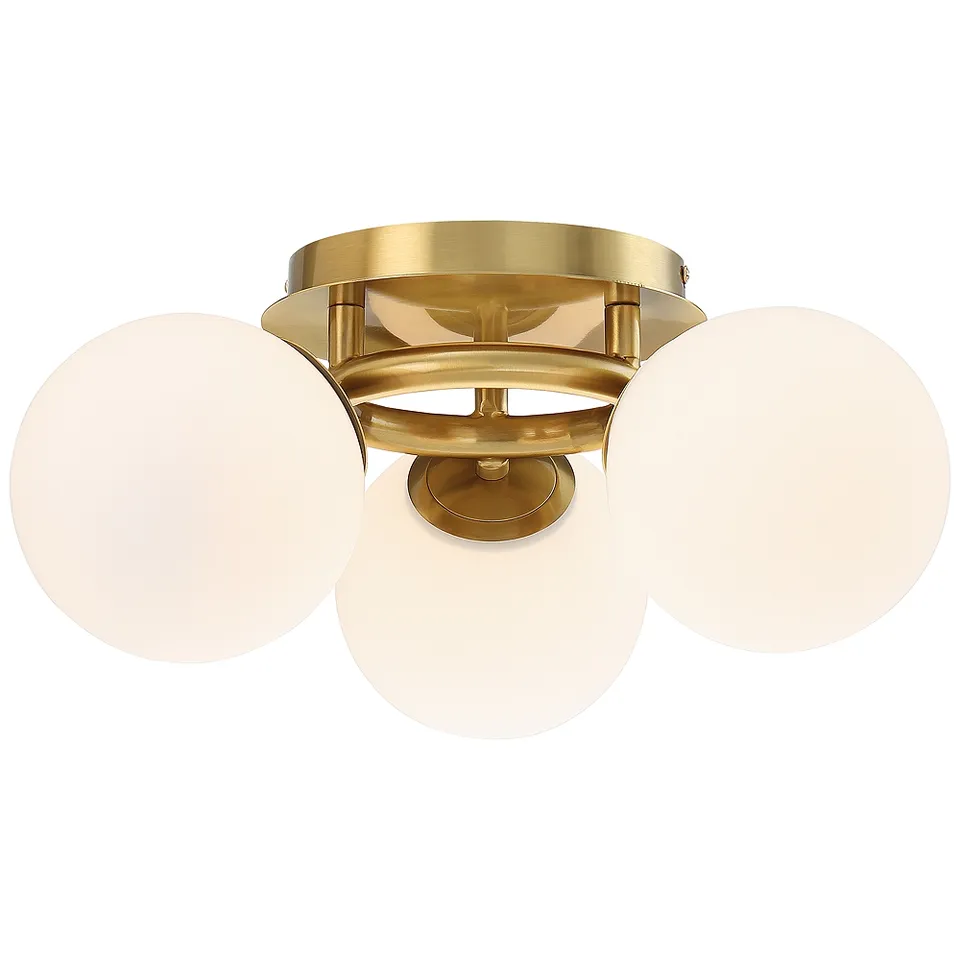 Possini Euro Jevan 18" Wide Brass Globe 3-Light Ceiling Light