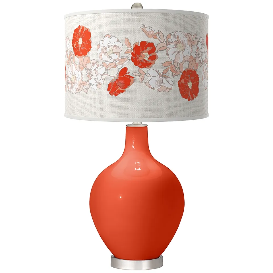Color Plus Ovo 28 1/2" Rose Bouquet Shade Daredevil Orange Table Lamp