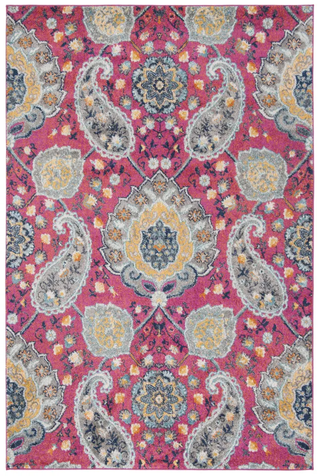 Arlo Home Woven Area Rug, MAD600A, Fuchsia/Gold,  5' 1" X 7' 6"