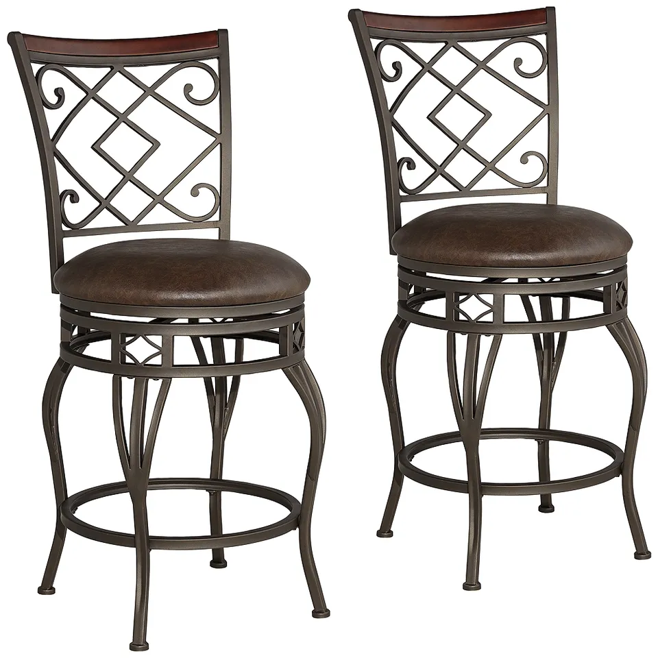 Kensington Hill Hartley 25 1/2" Bronze Swivel Counterstool Set of 2