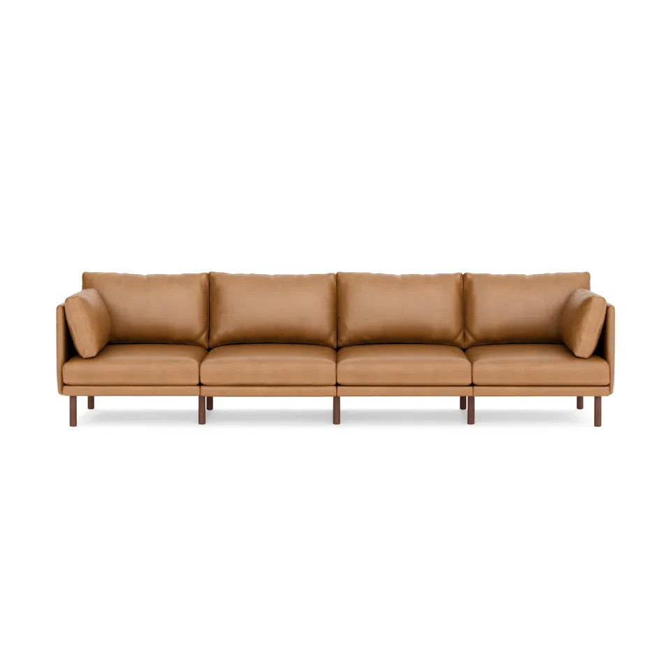 Field Leather 4-Piece Sofa - Camel - Top Grain Leather / Walnut - Wood
