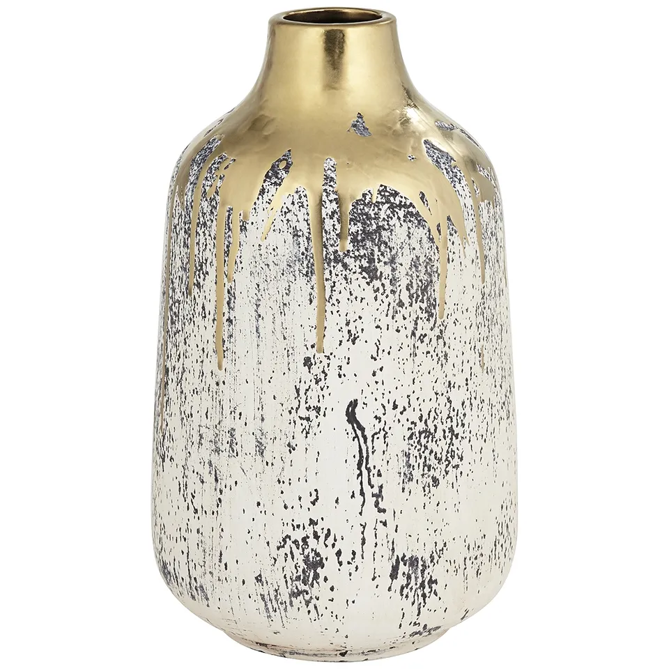 Brisbane 11 1/2" High Matte Gold and Gray Decorative Vase