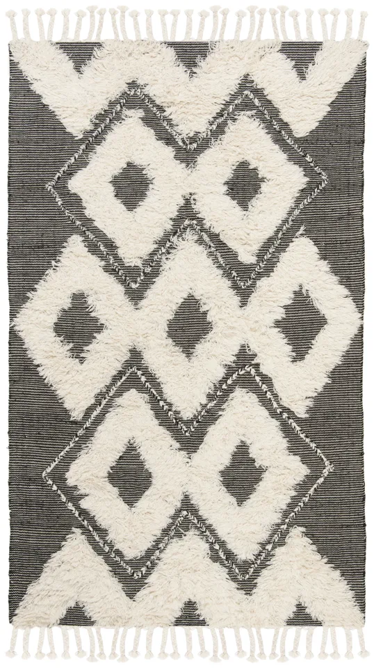 Arlo Home Hand Knotted Area Rug, KNY903H, Black/Ivory,  5' X 8'