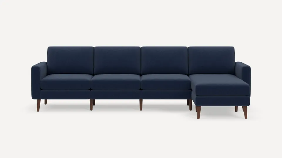 Nomad King Sectional - Navy Blue - Performance Flatweave / Walnut - Wood / Block