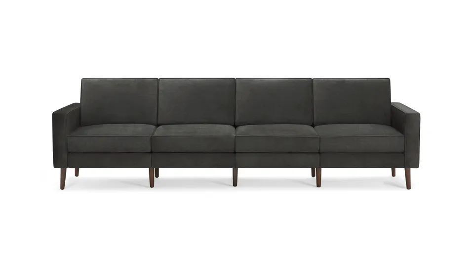 Nomad Velvet King Sofa - Graphite Grey - Performance Velvet / Walnut - Wood