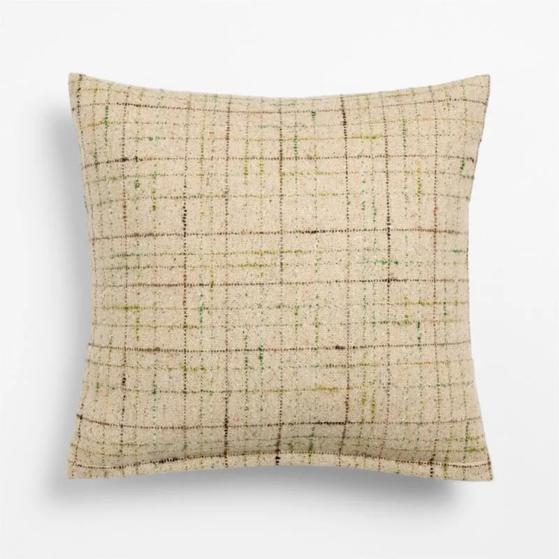 Antonio Italian Wool Blend Textured Tweed 20"x20" Flax Taupe Throw Pillow Cover