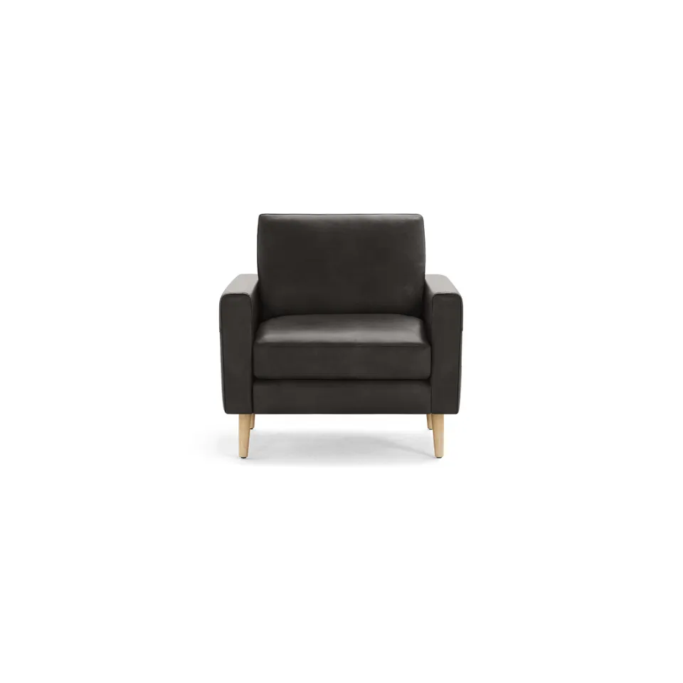 Nomad Leather Club Chair - Slate - Top Grain Leather / Oak - Wood / Block