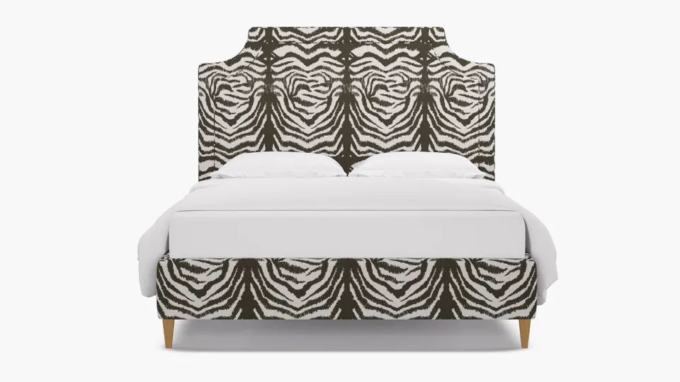 Deco Bed, Zebra, Natural Square Tapered Leg, King