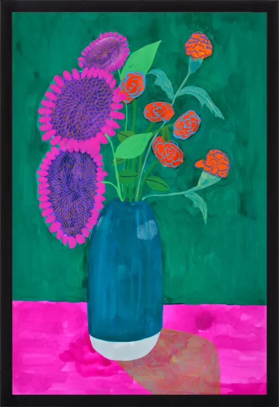 vase with sunflowers and carnations  by Christiane Drapela for Artfully Walls