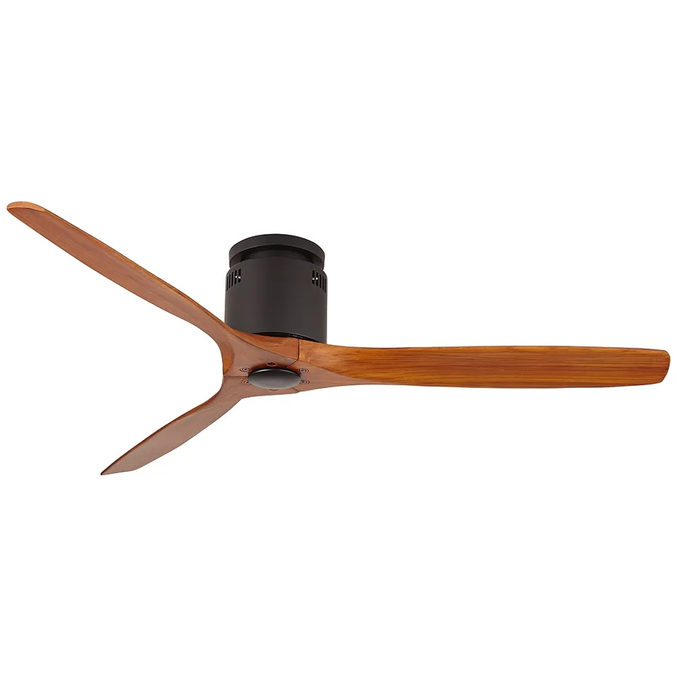 52" Windspun Walnut - Matte Black DC Hugger Ceiling Fan with Remote