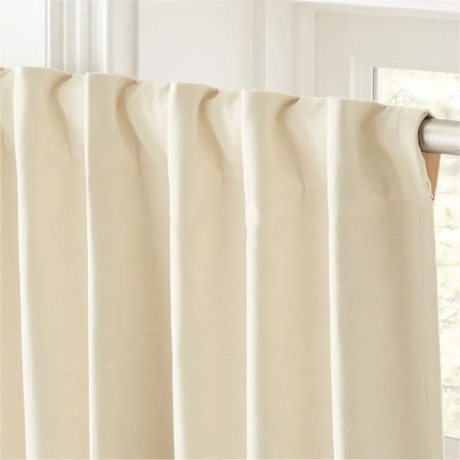 Basketweave Natural Tan Cotton Blackout Window Curtain Panel 48"x84"